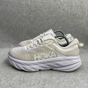 Hoka One One Cream and White Sneakers